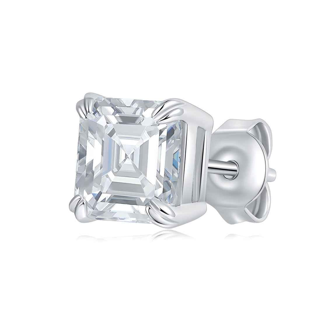 Emerald Cut Moissanite Stud Earrings 6x8mm S925 Silver Octagon