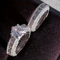 Cross-border Wish Explosions Couple Ring Wedding Ring Wedding Ring Diamond Ring Micro-inlaid Zircon Shiny High-end Hand Jewelry