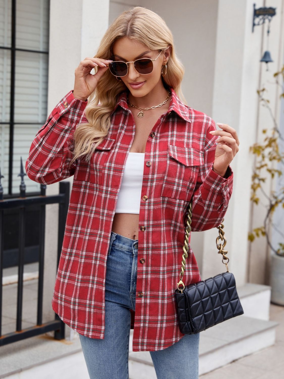 Mandy Plaid Button Up Long Sleeve Shirt | Women's