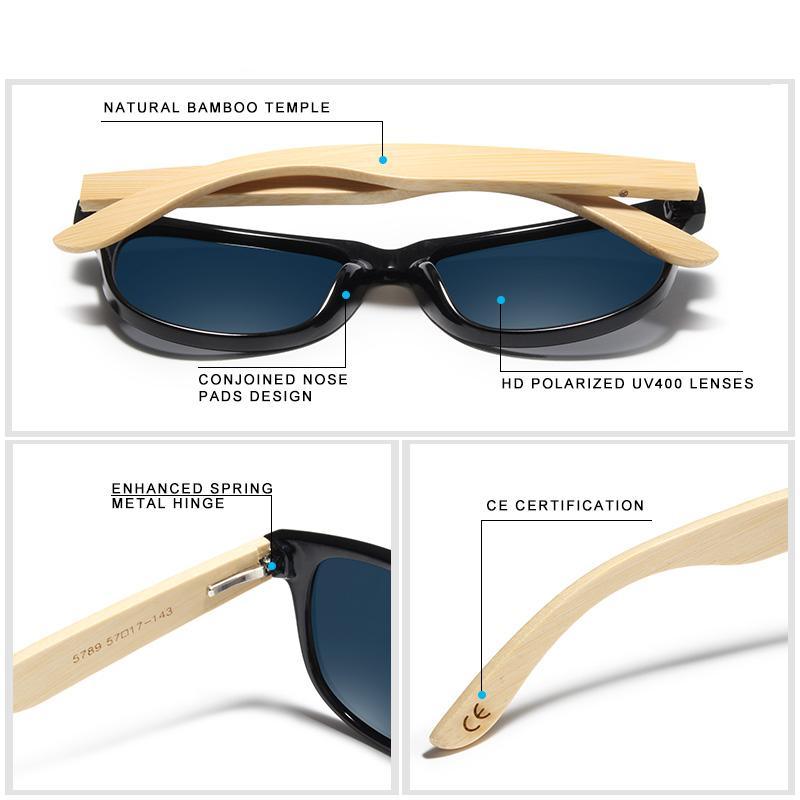 Handcrafted Bamboo Polarized Sunglasses Unisex Retro Eyewear