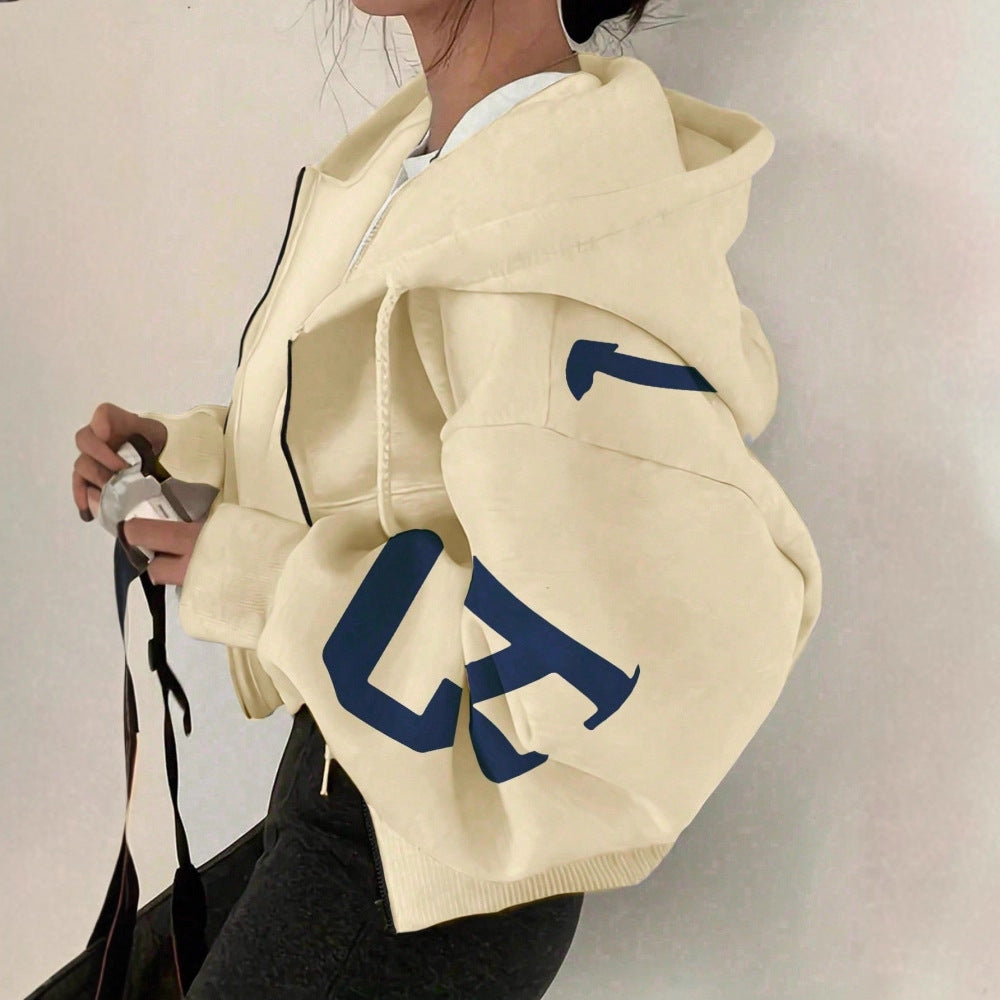 Women’s Printed Zip-Up Sweatshirt Long Sleeve Casual Jacket