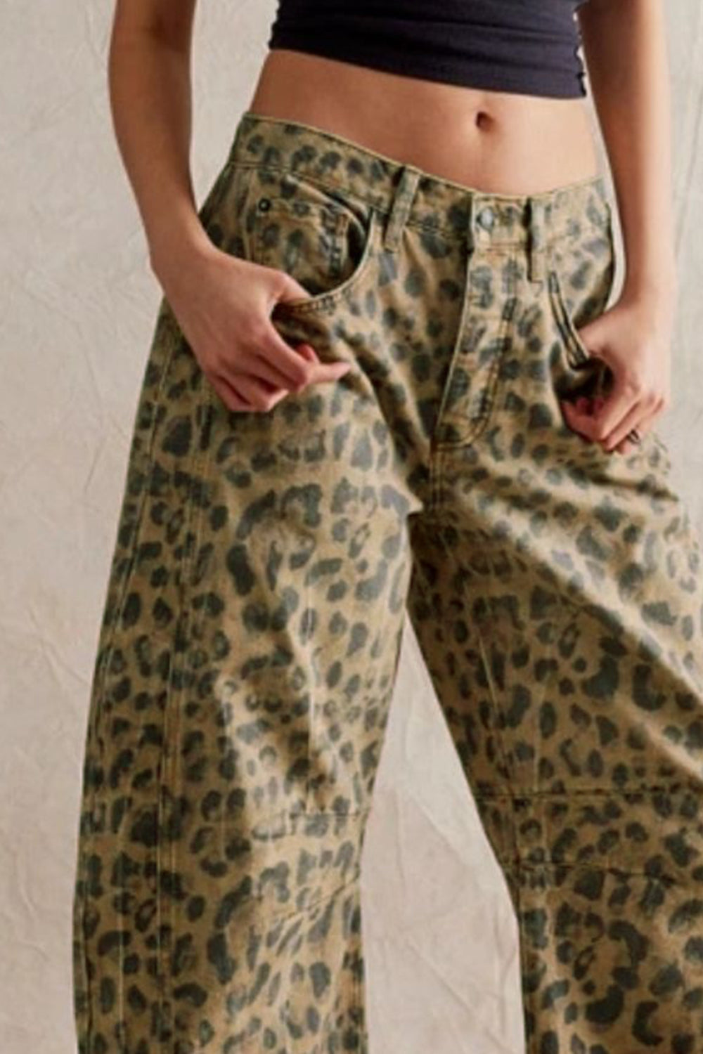 Wide Leg Jeans with Pockets Buttoned Front High Rise Denim