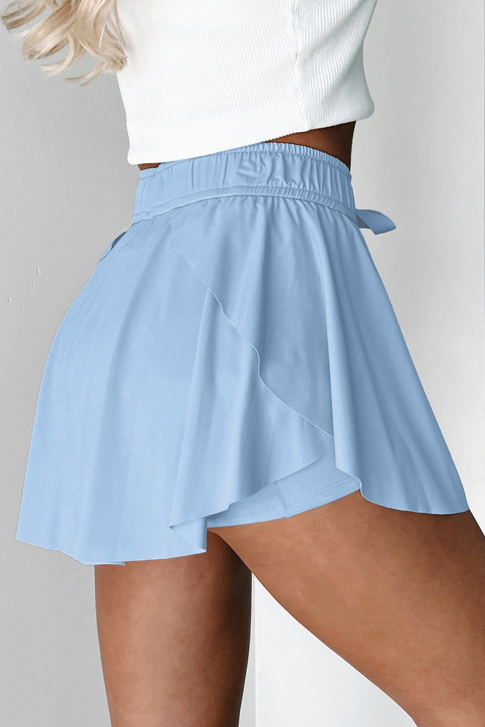 High-Waist Pink Tennis Skorts with Drawstring | Lined A-Line