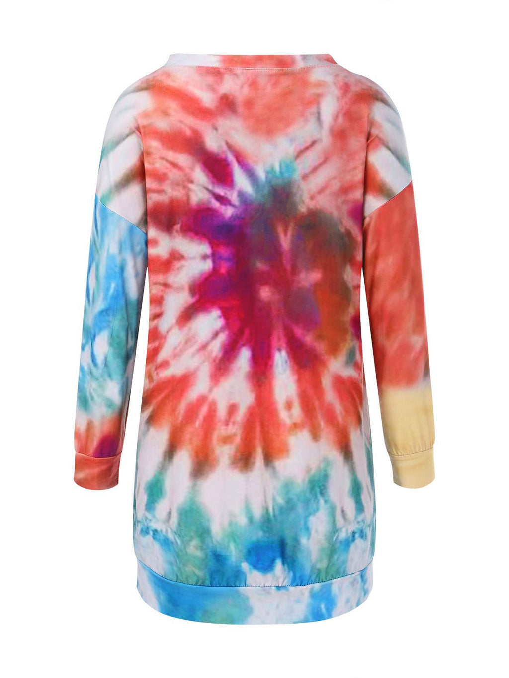 Tie-Dye Round Neck Long Sleeve Casual Mini Dress