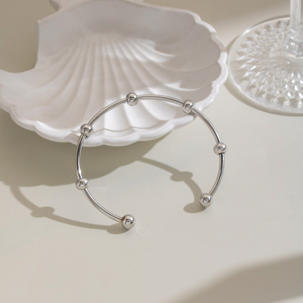 Golden Beaded Open-ended Bracelet