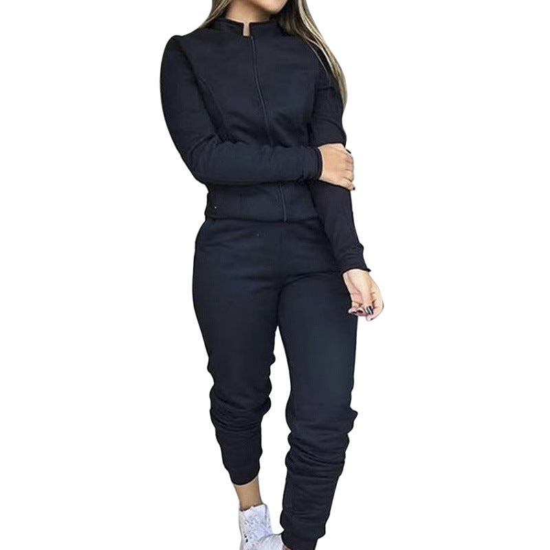 Women's Casual Two-Piece Zip-Up Jacket and Jogger Pant Set - Image 3
