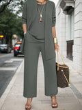 Women's Elegant Solid Color Three-Piece Outfit Set - Image 3