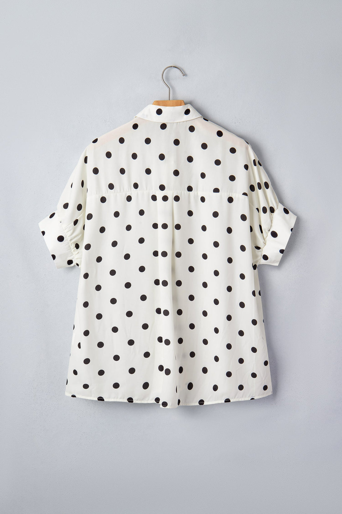 Polka Dot Dolman Sleeve Buttoned Shirt for Women