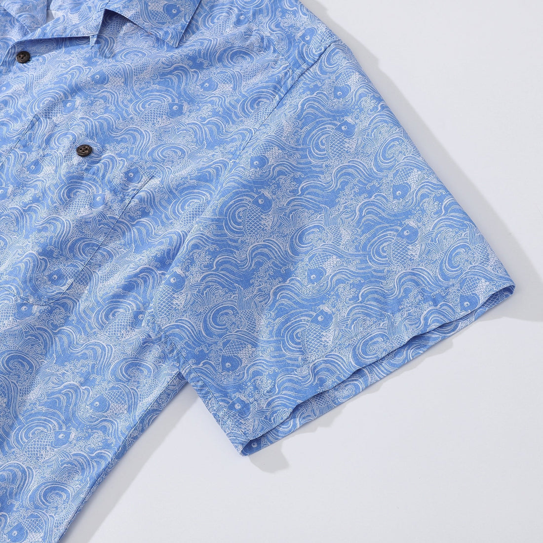 Men's Koi Carp Print Hawaiian Shirt in Blue