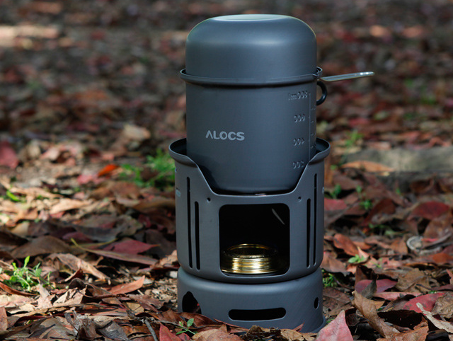 Outdoor Windproof Alcohol Stove with Camping Pot Set