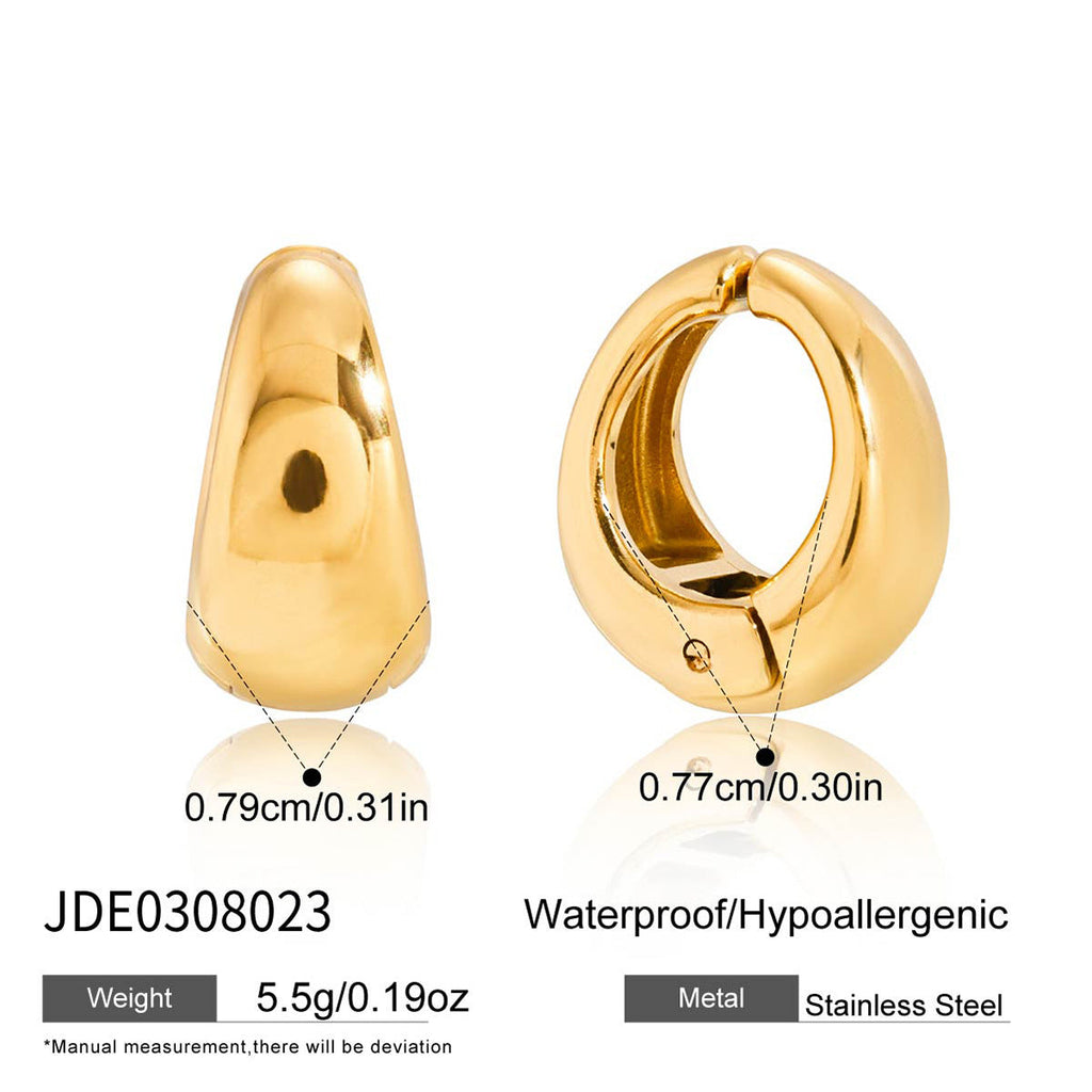 Elephant Zircon Hoop Earrings in Gold Stainless Steel