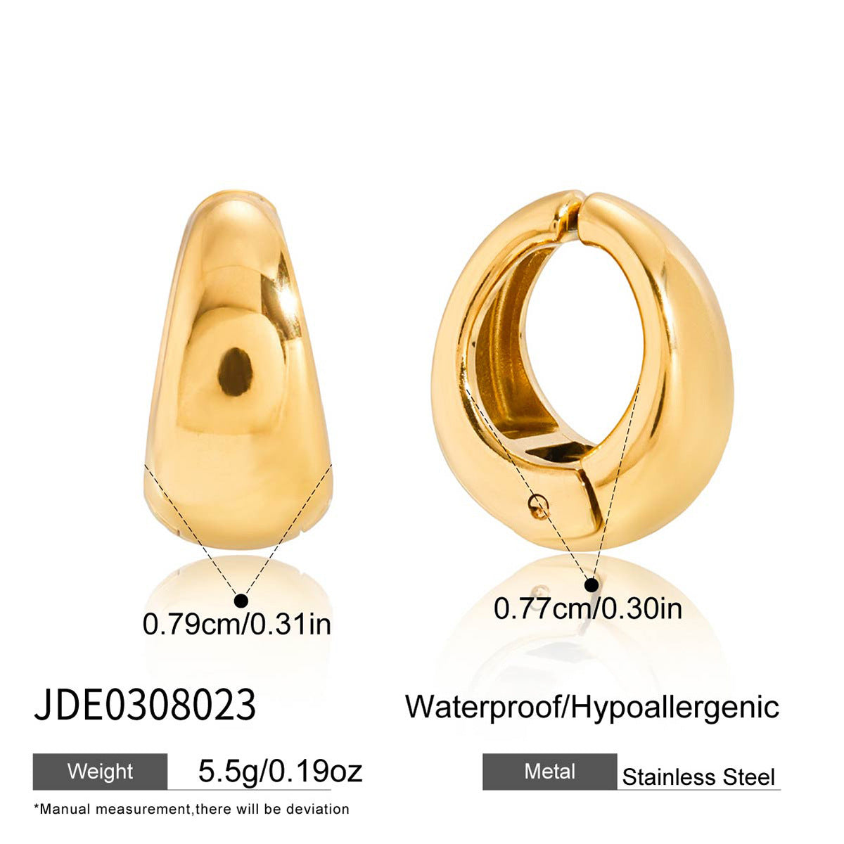 Elephant Zircon Hoop Earrings in Gold Stainless Steel