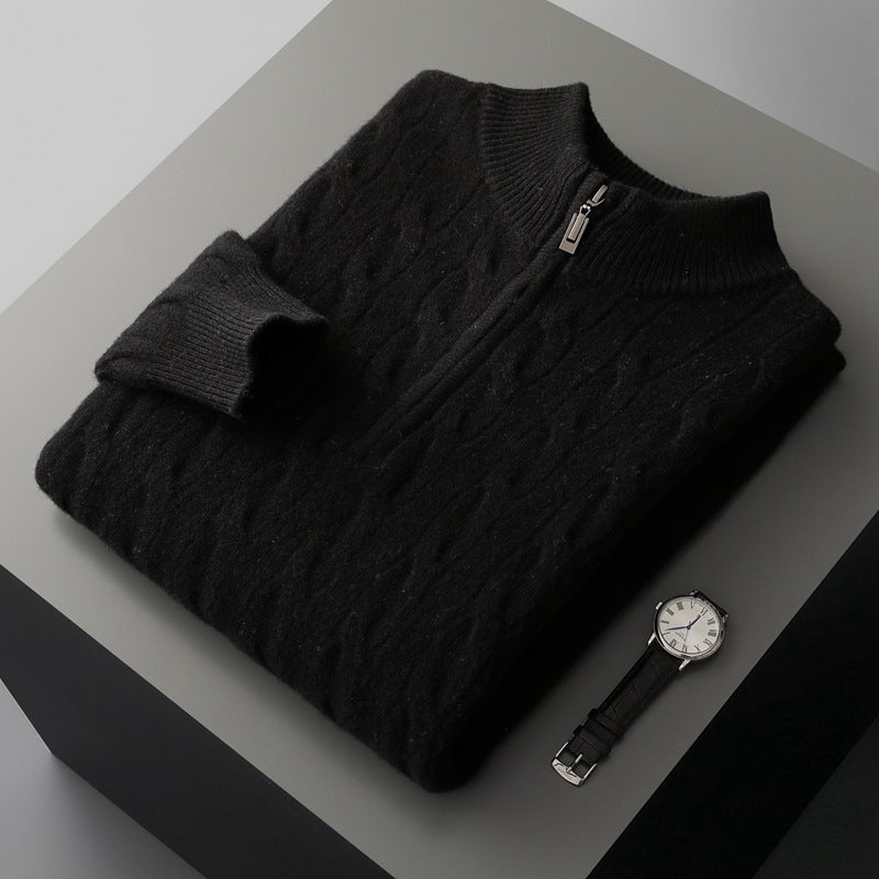 Jacquard Double-strand Thickened Long-sleeve Wool Blend Sweater