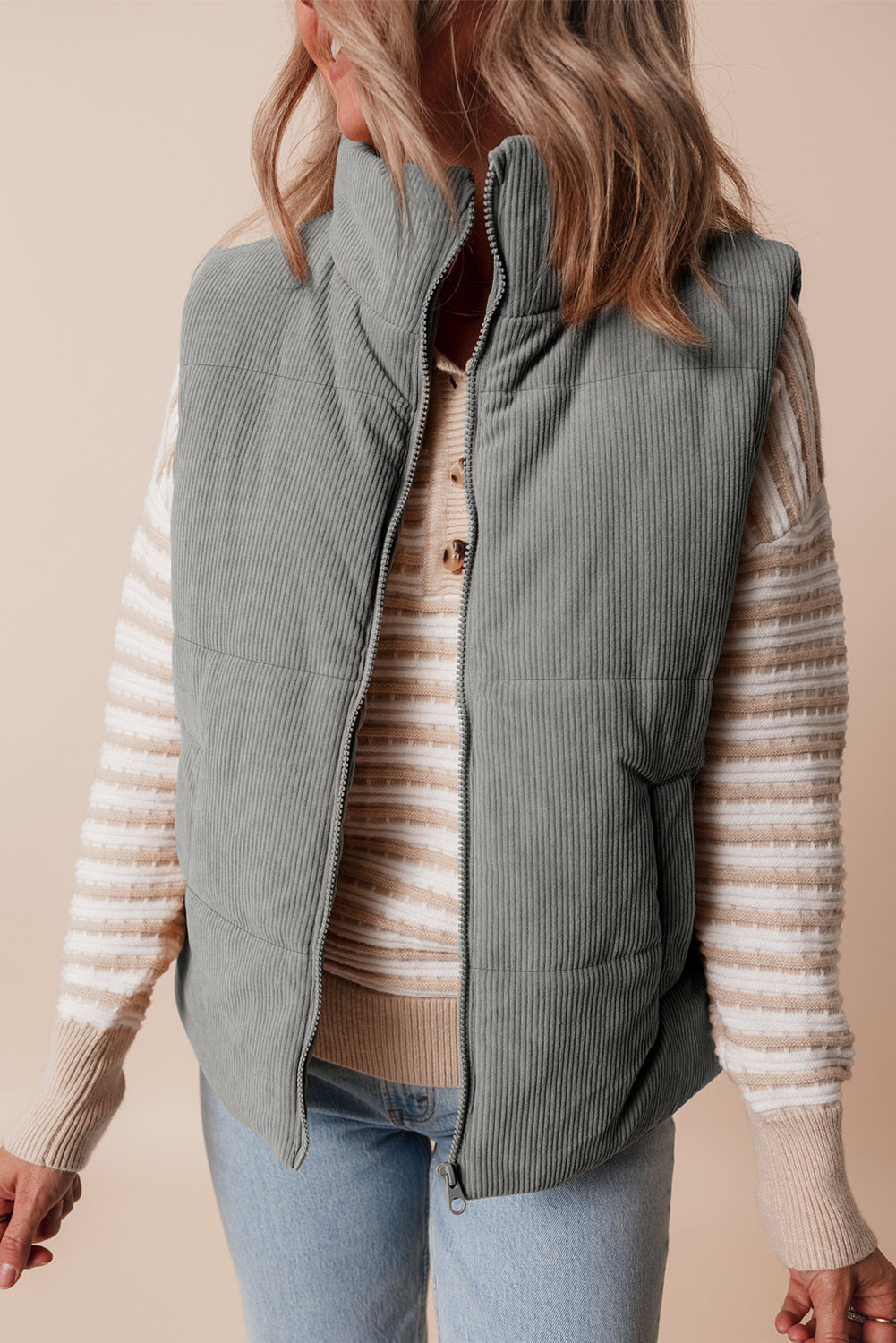 Taytum Stand Zipped Puffer Vest