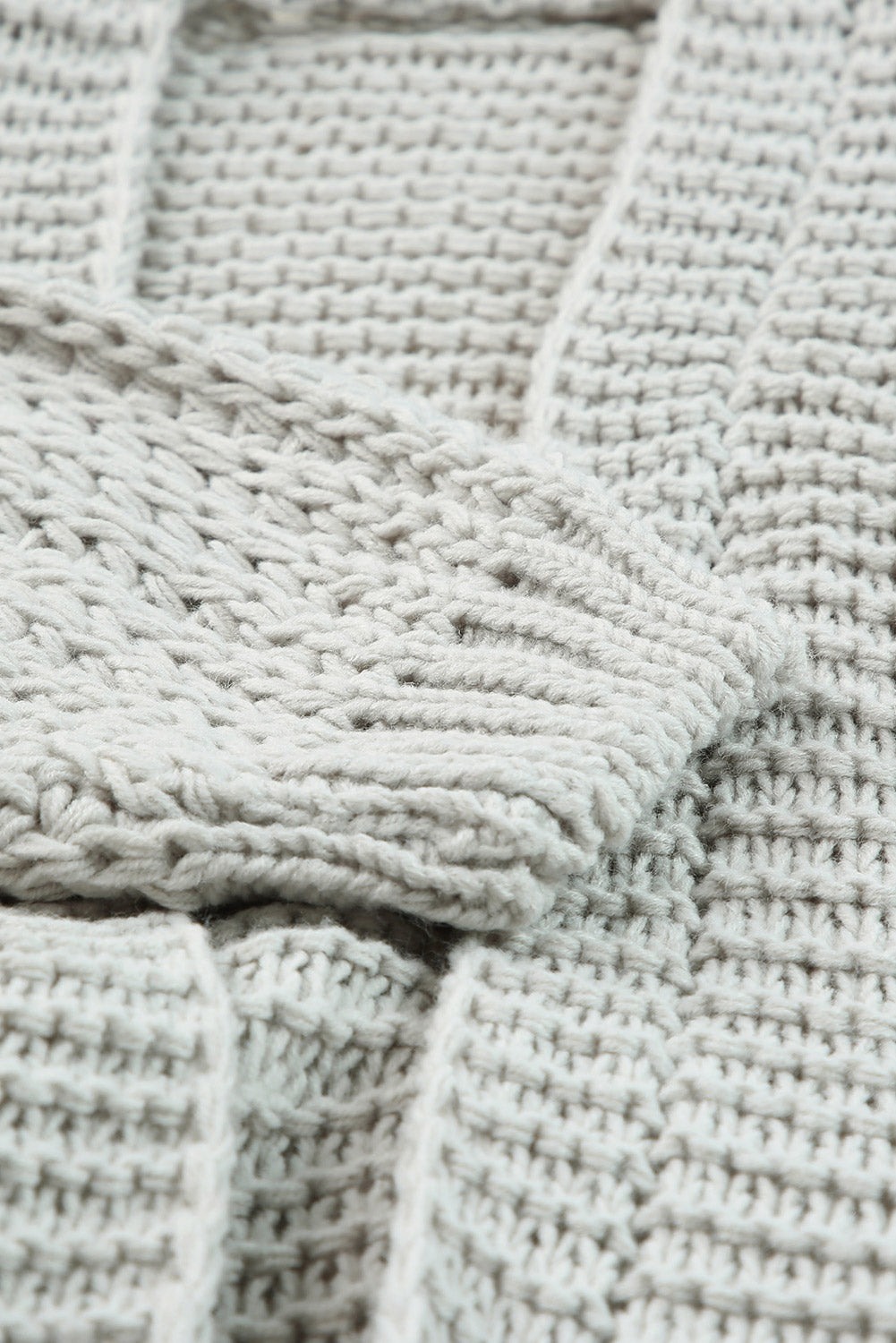 Women's Cream Chunky Knit Open Front Puff Sleeve Cardigan - Image 13