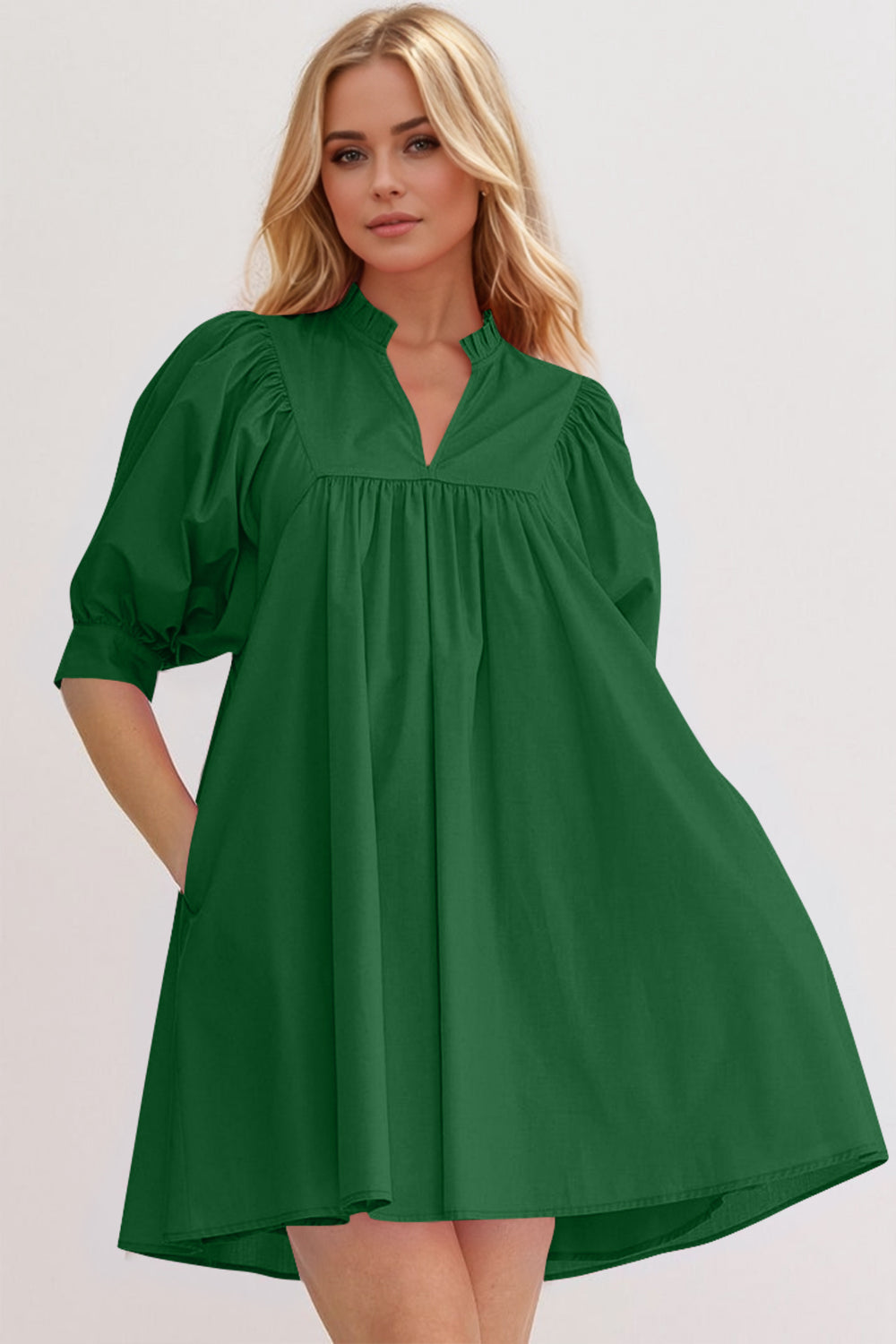 Pink Puff Sleeve Mini Dress – Casual Feminine Summer Dress