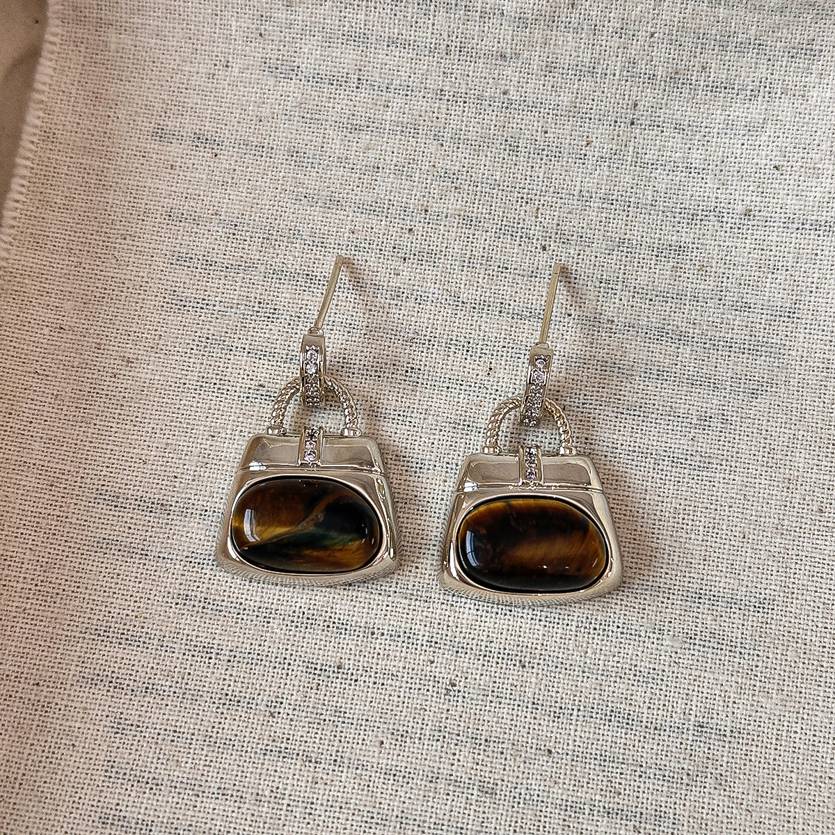 Tigers Eye Stone And Coffee-Colored Leather Double-Layer Necklace