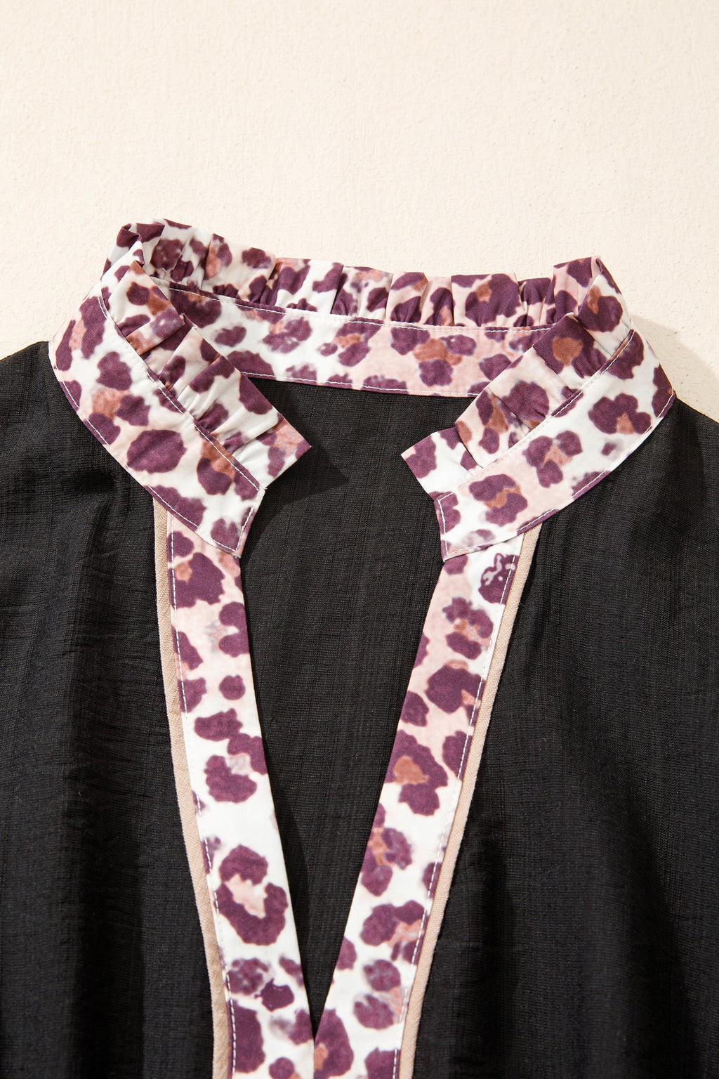 Leopard Print V-Neck Midi Dress with Smocked Waist | Short Sleeve A-Line