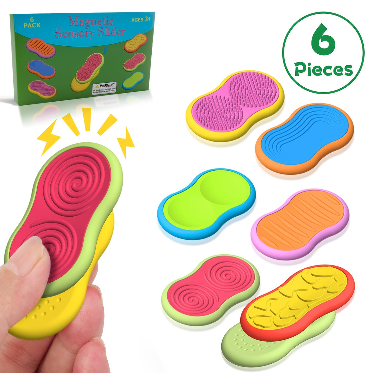 6Piece Magnetic Slider Fidget Toy Set Focus Aid