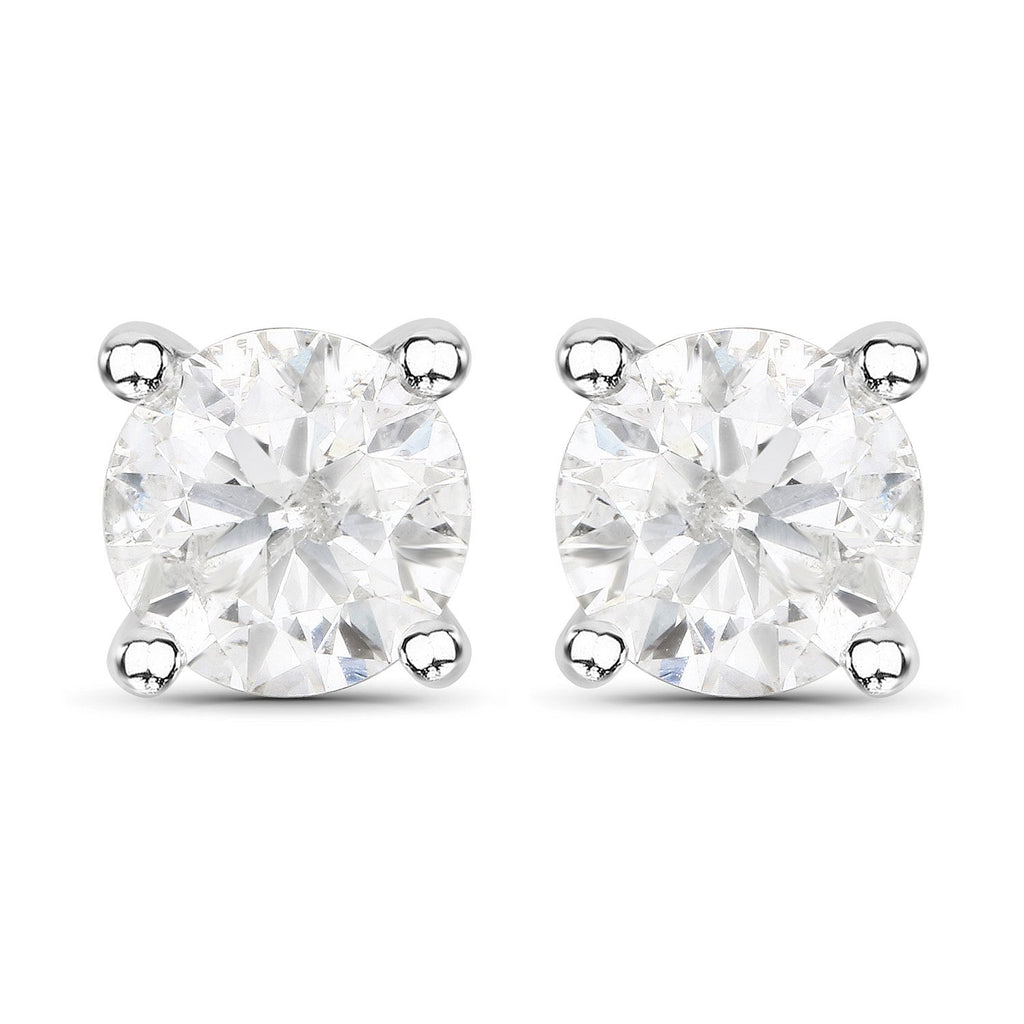 1.02 Carat Genuine White Diamond 14K White Gold Earrings