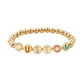 Gold-Plated Minimalist Beaded Bracelet with Personalized Letter Charm