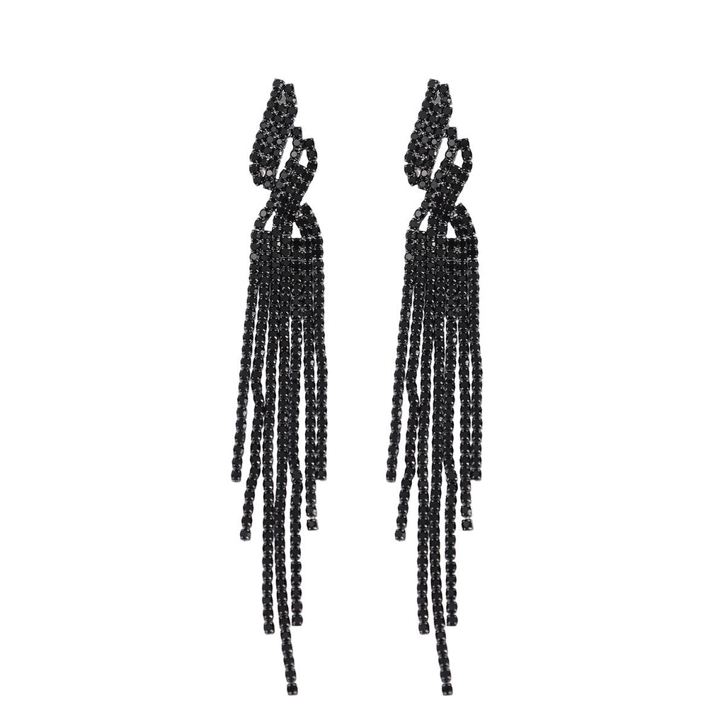 Yiwu Cross-Border Long Tassel Earrings Bride Wedding Dinner Earrings Jewelry Wedding Daily Wear Shiny