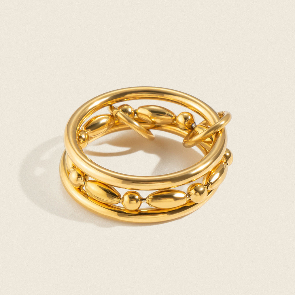 Womens Stainless Steel Multi-link Ring