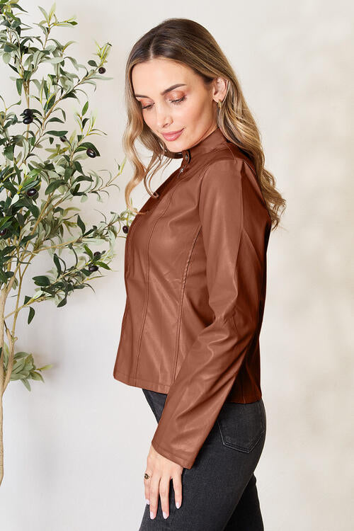 Classic Girls Zip-Up Jacket with Stand Collar for Everyday Wear