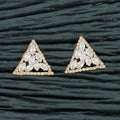 Elegant golden brass earrings featuring sparkling white AD stones for women