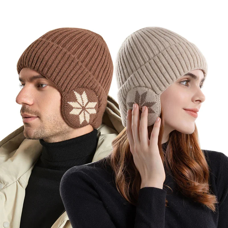 Winter Knit Beanie with Ear Protection for Men and Women