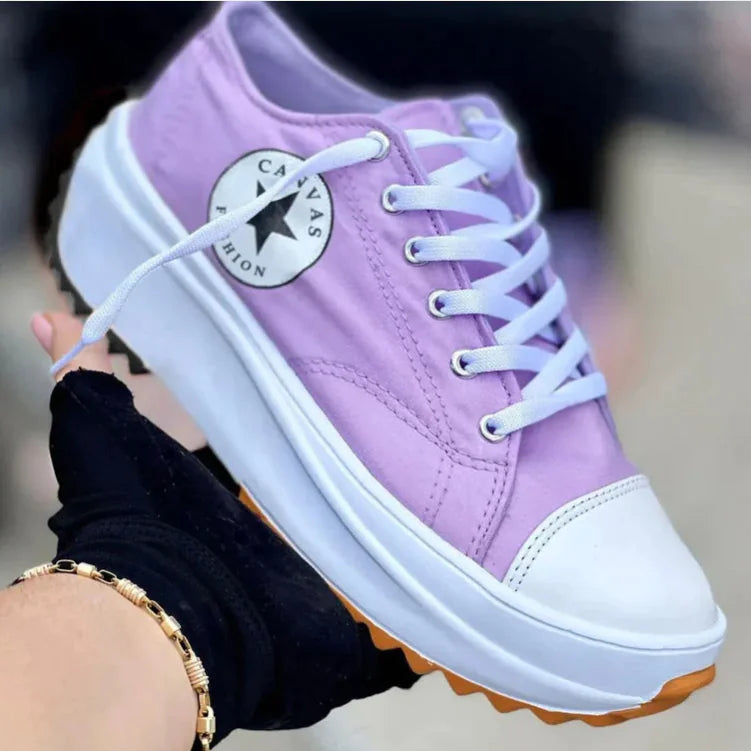 Women's High Top Canvas Sneakers with Unique T-Strap Detail - Image 18