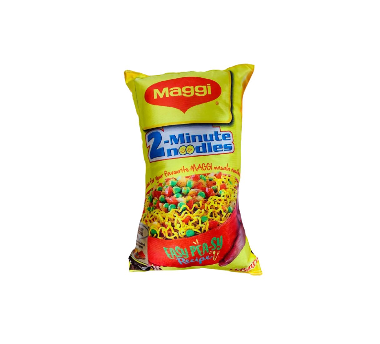 Novelty food-themed throw pillow in bright yellow and red, featuring a modern, pop-culture inspired aesthetic.