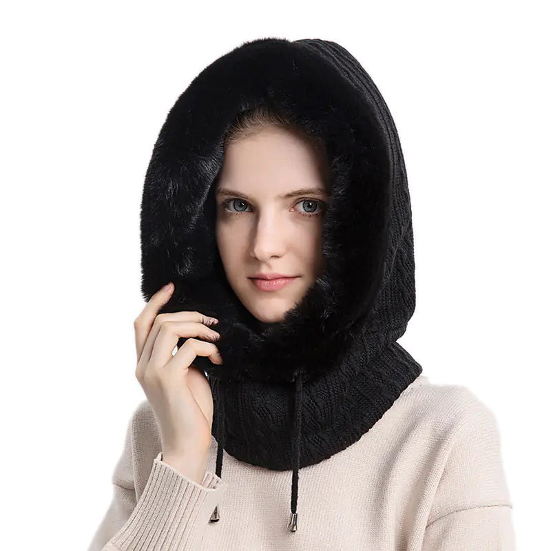 Women's Knitted Cashmere Winter Cap and Mask Set