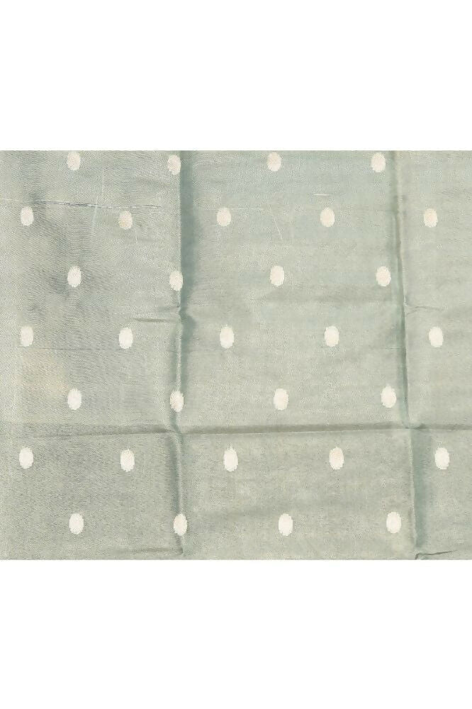 Joban Fashion Firozi Saree Tissue Zari Buti Anchal Applick With Contrast Blouse