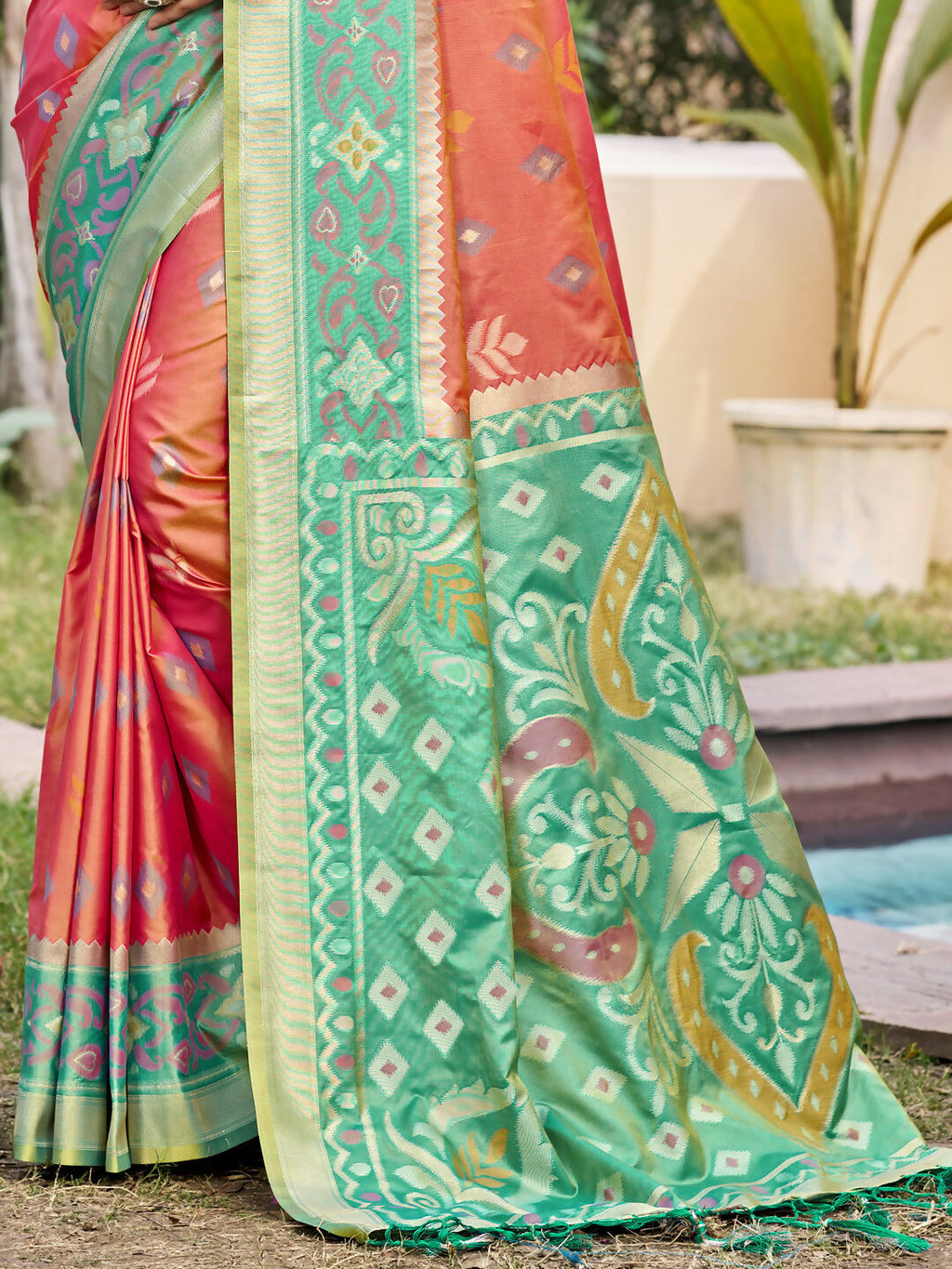 Mustard Pochampally Silk Saree with Matching Blouse Piece