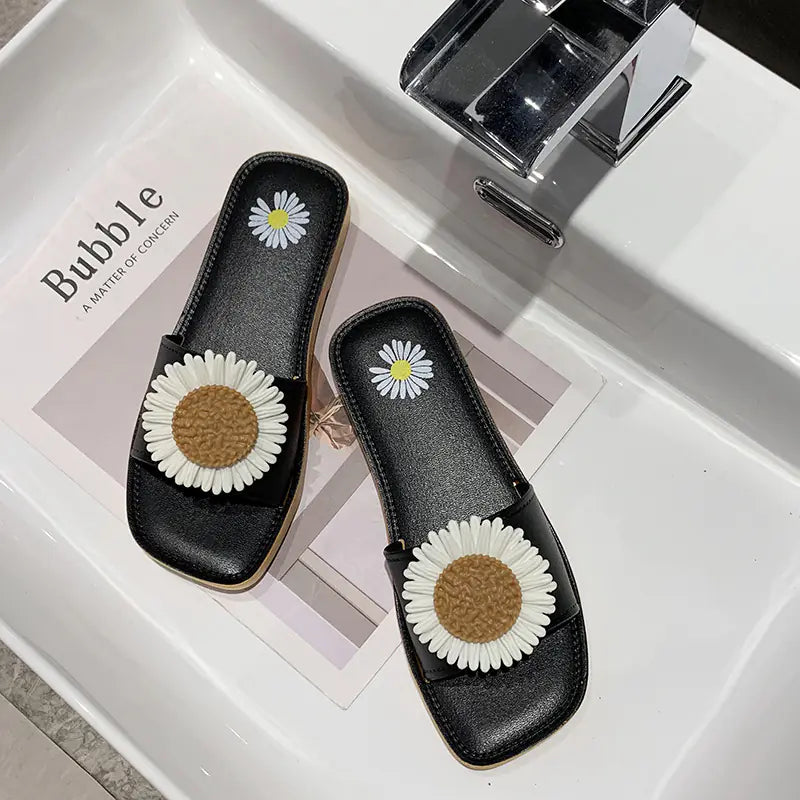 Women's Non-Slip Daisy Slide Sandals Outdoor Beach Summer Flats - Image 14