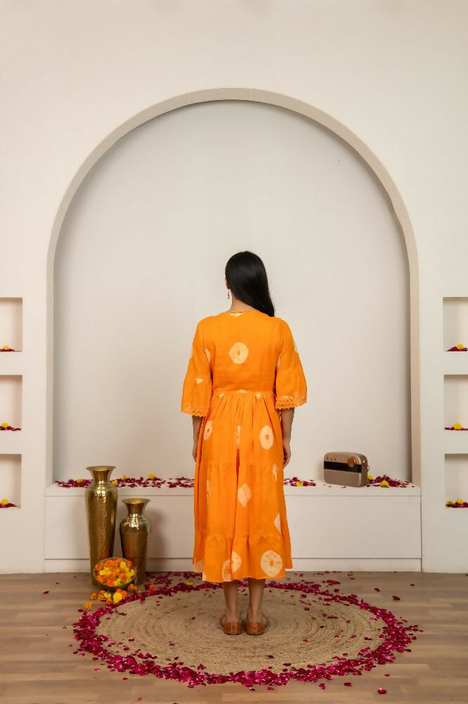 Orange Tie & Dye Cotton Dress