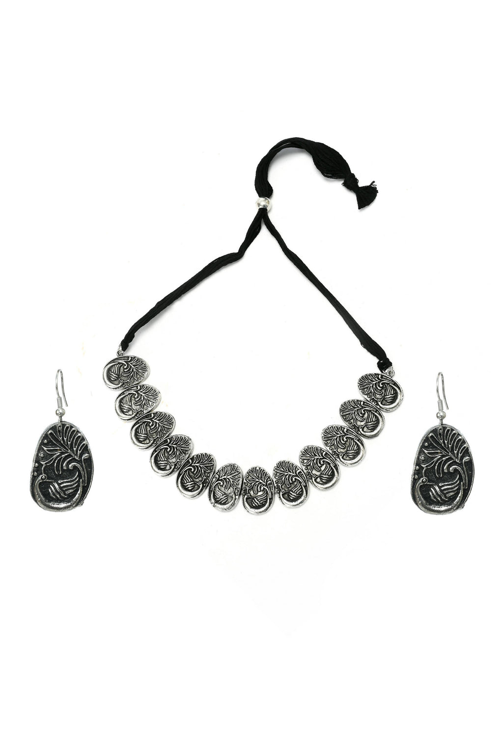 Oxidised silver-plated brass statement choker for women