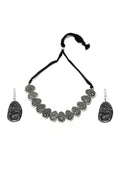 Oxidised silver-plated brass statement choker for women