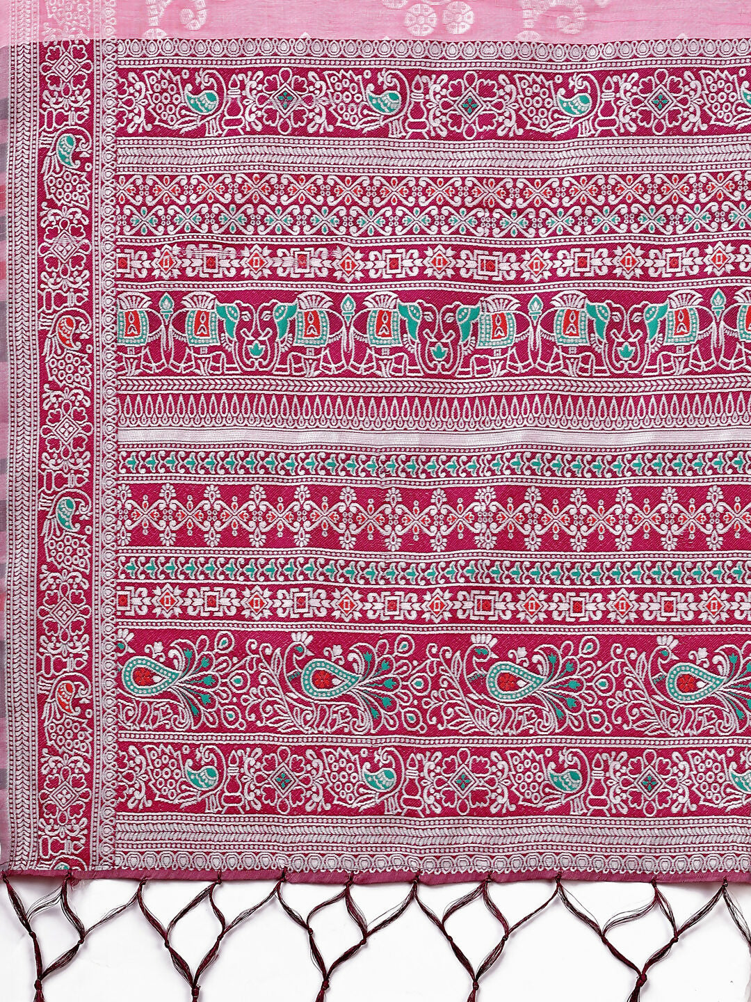 Pink Linen Cotton Saree - Comfortable Ethnic Wear