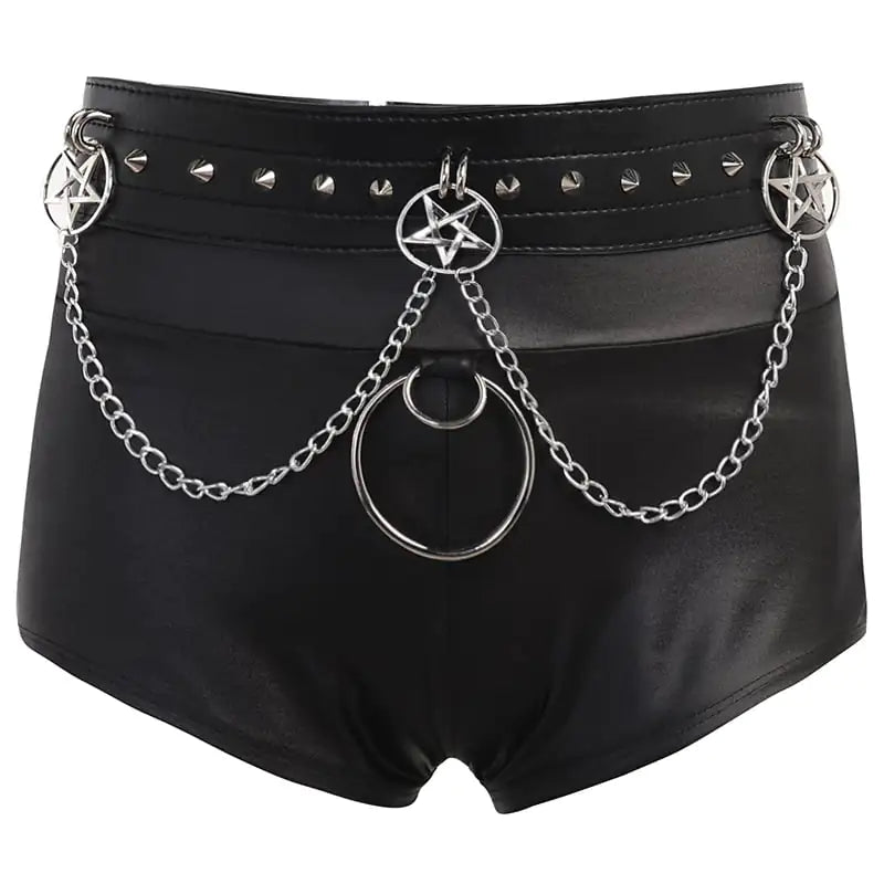Goth Skinny PU Faux Leather Shorts for High Street Babes