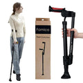 Famica Crutch for Adult (x1 Unit Open Cuff) - Adjustable Ergonomic Handles Cuff Height Foldable Lightweight and Non-slip Forearm Crutches