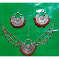 Maroon Maang Tikka and matching earrings set for wedding attire