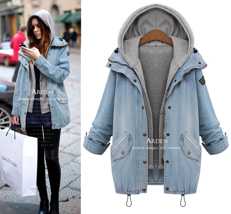 New Women's Autumn Winter Loose Denim Jacket Set