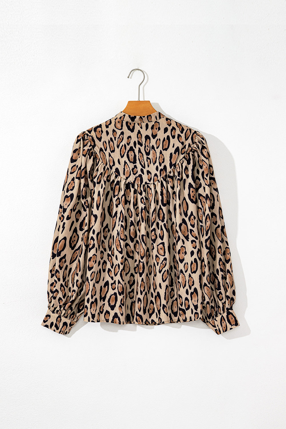 Leopard Balloon Sleeve Button-Up Shirt