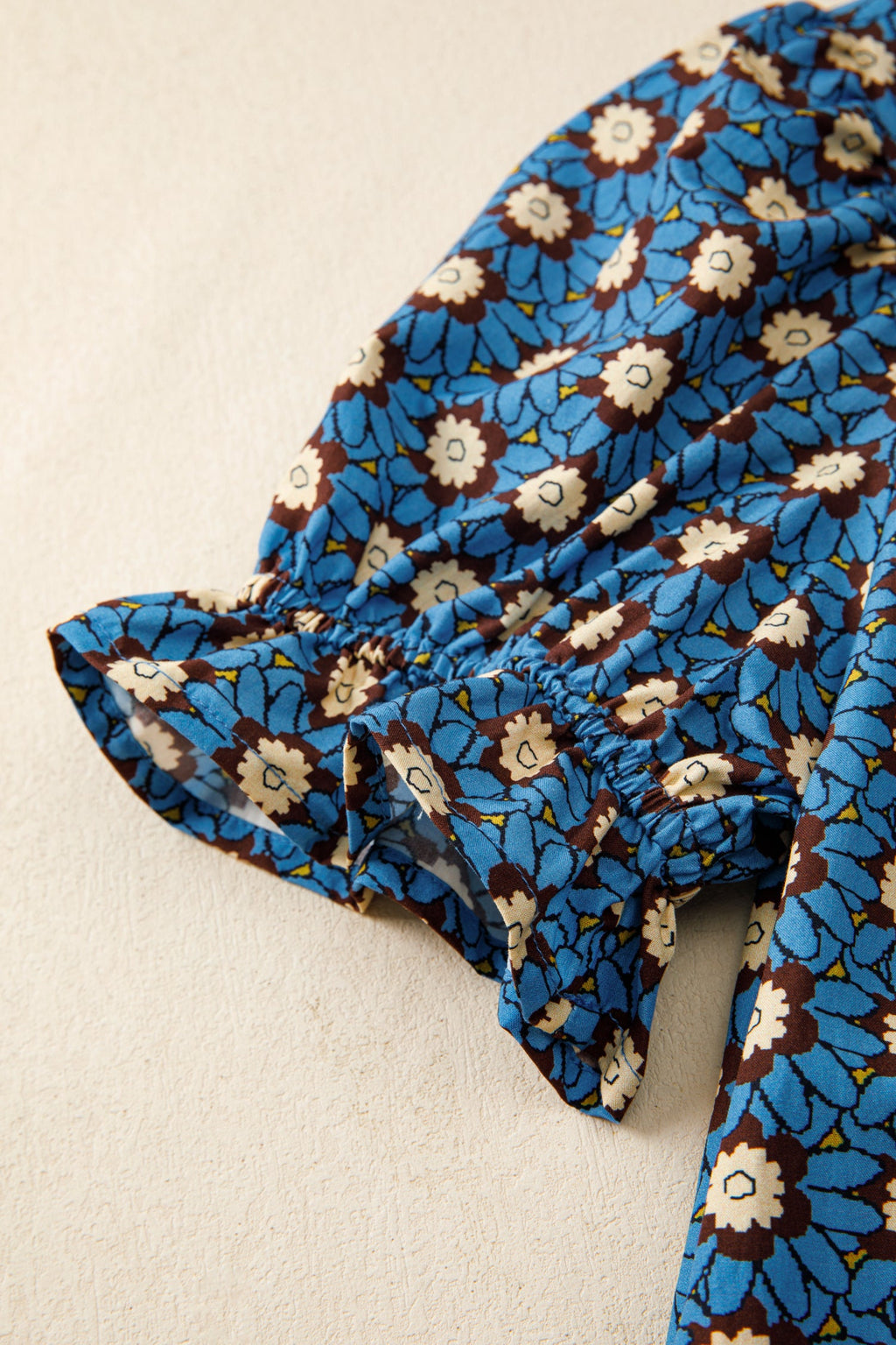 Chelsea Floral Short Puff Sleeve Blouse with Smocked Ruffle Cuffs