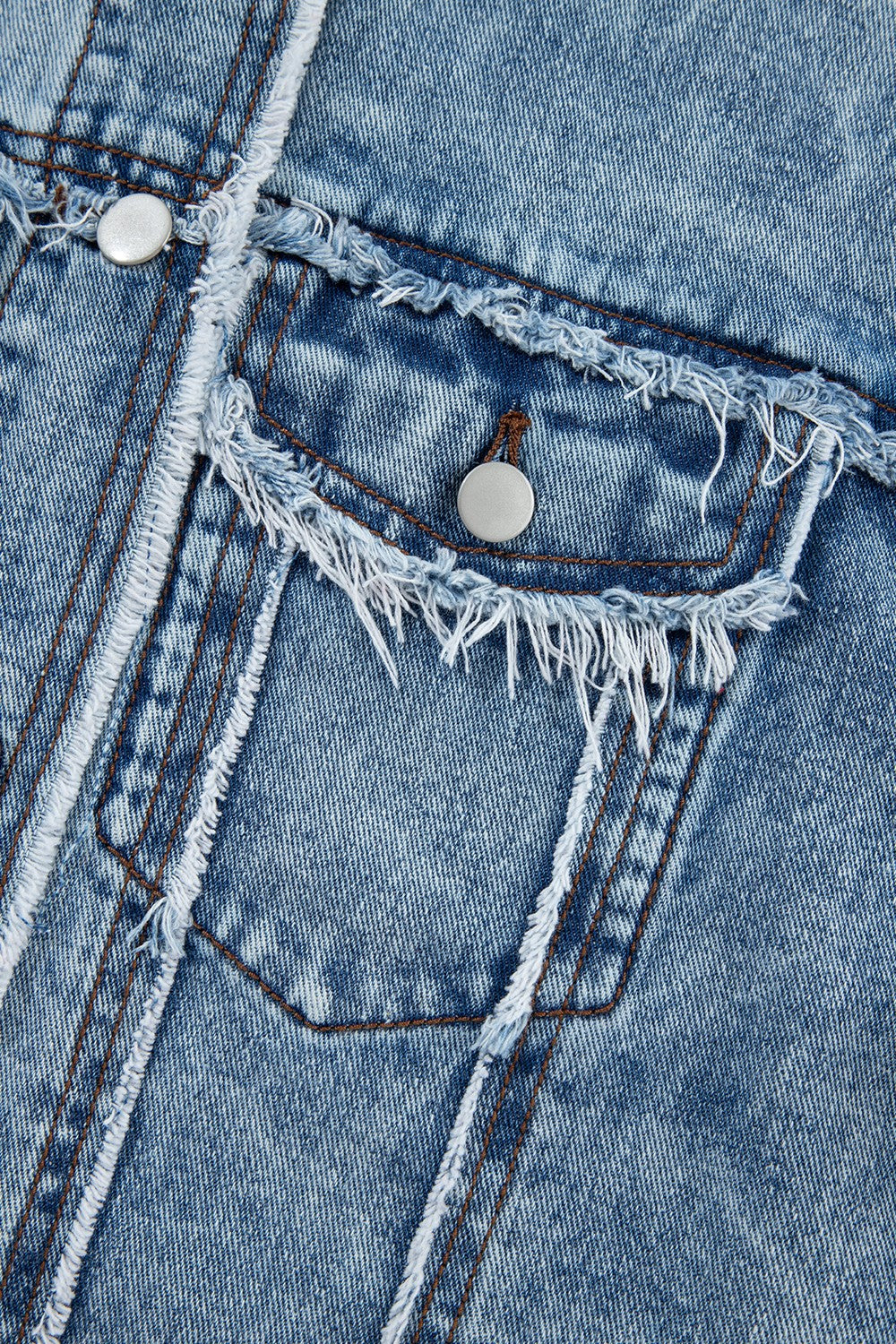 Women's Plaid Denim Hoodie Jacket with Raw Hem Details - Image 3