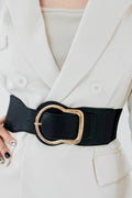Zinc Alloy PU Leather Belt | Black & Gold Solid Design