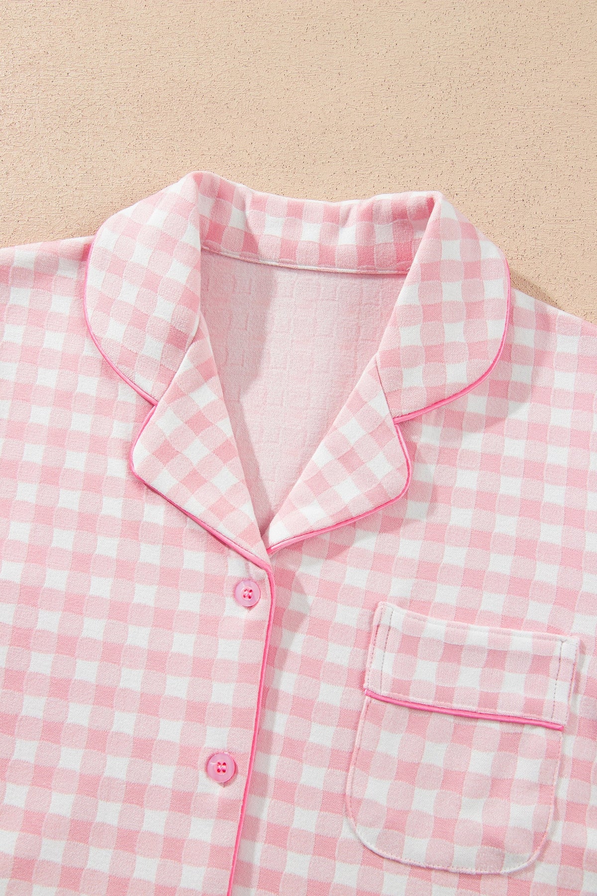 Gingham Long Sleeve Shirt & Pants Pajama Set