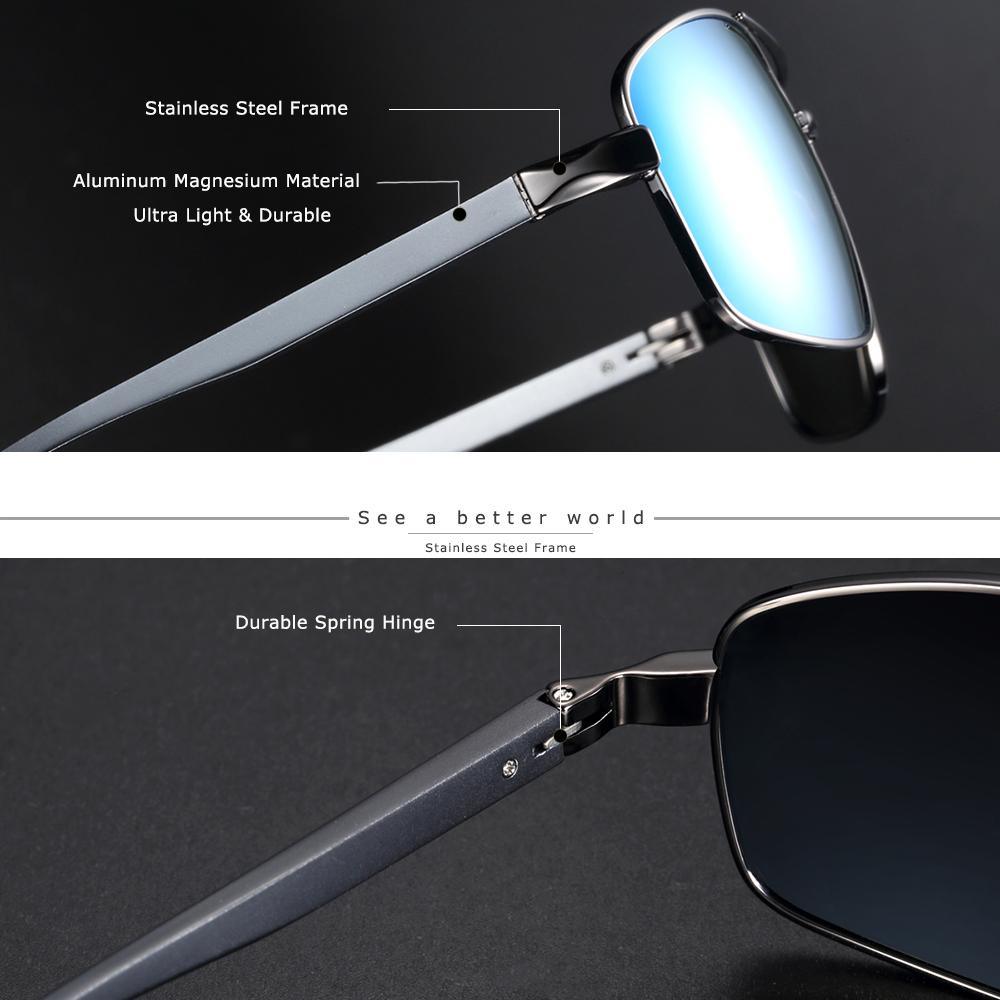 Vintage Square Polarized Sunglasses with Metal Frame & UV400